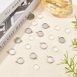 62Pcs DIY 304 Stainless Steel Pendant Making Kits, with Flat Round Pendant Settings and Transparent Glass Cabochons, Stainless Steel Color, Tray: 12mm, 18x14x2mm, Hole: 2.5mm