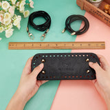 DIY Purse Making Kits, including 1Pc Imitation Leather Bag Bottom, 1Pc Bag Drawstring and 1Pc Bag Straps, with Alloy Findings, Black, Bag Bottom: 10.1x22.3x0.95cm, Hole: 5mm