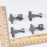 4Pcs 2 Styles 304 Stainless Steel Pendants, Thor's Hammer with Sheep, Antique Silver, 40~43x29~30x10~19.5mm, Hole: 6mm, 2pcs/style