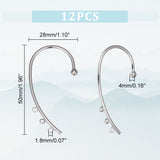 12Pcs Brass Ear Cuff Findings, Climber Wrap Around Earring Wire with 3 Horizontal Loop, Platinum, 50x28x4mm, Hole: 1.8mm