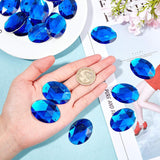 Acrylic Rhinestone Flat Back Cabochons, Faceted, Bottom Silver Plated, Oval, Blue, 40x30x7~7.5mm, 30pcs/box