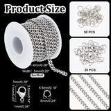 DIY Chain Bracelet Necklace Making Kit, Including 304 Stainless Steel Lobster Claw Clasps & Jump Rings & Curb Chains, Stainless Steel Color, Chain: 5M/box