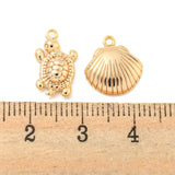 Ocean Theme, Brass Pendants, Mixed Shapes, Real 18K Gold Plated, 10 shapes, 2pcs/shape, 20pcs/box