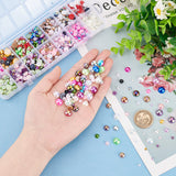 84G 14 Style Half Round Cabochons Set, Including Imitation Pearl Resin & Faceted Glass Rhinestone & Plastic Cabochons, Mixed Color, 3~10x1~5mm, about 6g/style