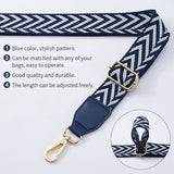 Adjustable Cotton Cloth Bag Handles, with Alloy Swivel Clasps, for Bag Replacement Accessories, Marine Blue, 84~136.8x3.7cm