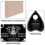 Pendulum Dowsing Divination Board Set, Wooden Spirit Board Black Talking Board Game for Spirit Hunt Birthday Party Supplies with Planchette, Moon Phase Pattern, 300x210x5mm, 2pcs/set