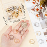 30Pcs 2 Colors Adjustable 304 Stainless Steel Finger Rings Components, Plain Pad Ring Settings, Flat Round, Golden & Stainless Steel Color, Inner Diameter: 17mm, Tray: 12mm, 15Pcs/color