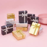 Cardboard Necklace Boxes, with Ribbon Bowknot, Rectangle, Mixed Color, 7x5x2.5cm, 12pcs/set