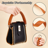 Imitation Leather Bag Handles, with Platinum Alloy Spring Gate Ring, Chocolate, 33.5x3.5x0.5cm