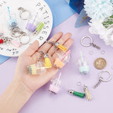 DIY Milk Tea Keychain Making Kit, Including Iron Split Key Rings, Faux Suede Tassel & Plastic & Resin Pendants, Mixed Color, 42Pcs/set