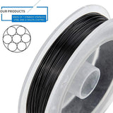 Tiger Tail Wire, 304 Stainless Steel Wire, Black, 0.45mm, about 164.04 Feet(50m)/roll