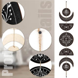 Moon Phase Wood Hanging Wall Decorations, with Cotton Thread Tassels, for Home Wall Decorations, Eye, 790mm