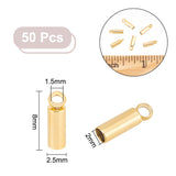 50Pcs 304 Stainless Steel Cord Ends, End Caps, Column, Golden, 8x2.5mm, Hole: 1.5mm, Inner Diameter: 2mm