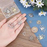 24Pcs 12 Style 201 Stainless Steel Pendants, Filigree Joiners Findings, for Chakra, Laser Cut, Lotus Flower, Mixed Color, 2pcs/style