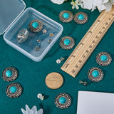 10 Sets Zinc Alloy Buttons, with Synthetic Turquoise and Iron Screws, for Purse, Bags, Leather Crafts Decoration, Flower, Turquoise, 24~24.5x8.5mm, Hole: 2.5mm