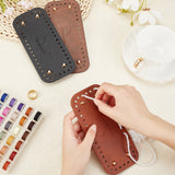 3Pcs 3 Colors PU Leather Bag Underframe, Rectangle with Round Corner & Alloy Brads, Bag Replacement Accessories, Mixed Color, 8x18.1x1.05cm, Hole: 5mm