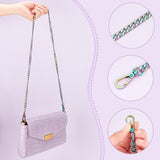 Zine Alloy Curb Chain Bag Handles, with Swivel Clasps, for Bag Replacement Accessories, Rainbow Color, 95x0.8x0.25cm
