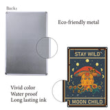 Iron Sign Posters, for Home Wall Decoration, Rectangle with Word Stay Wild Moon Child, Mushroom Pattern, 300x200x0.5mm