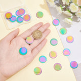 20Pcs Ion Plating(IP) 304 Stainless Steel Pendants, Stamping Blank Tag, Flat Round, Rainbow Color, 20x1mm, Hole: 1.4mm