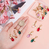 20Pcs 5 Colors Faceted Teardrop Glass Pendants, with Glass Pearl Round Beads, Star 304 Stainless Steel Charms & Lobster Claw Clasps, Mixed Color, 4pcs/color