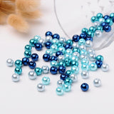 8mm Mixed Blue Color Pearlized Glass Pearl Beads for Jewelry Making, about 100pcs/box.