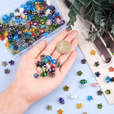 178Pcs 2 Style Flower Handmade Millefiori Glass Beads Strands, Star & Barrel, Mixed Color, 5 Strands/Box