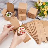 Square Kraft Paper Folding Boxes, for Gift Wrapping, BurlyWood, Finished Product: 7x7x7cm, 22.5x14x0.5cm