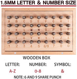Iron Seal Stamps, Including Letter A~Z, Number 0~8 and Ampersand, Black, 60x6mm, Letter & Number: 5mm, 36pcs/box