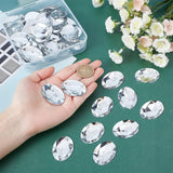 Acrylic Rhinestone Flat Back Cabochons, Faceted, Bottom Silver Plated, Oval, Clear, 40x30x7~7.5mm, 50pcs/box