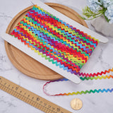 25M Rainbow Color Polypropylene Ribbon, Wave Pattern, Clothing Accessories, Colorful, 1/4 inch(8mm)