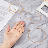 4Pcs 4 Styles Iron Three Loops Wire Wrap Bracelet Set, Moon & Star & Sun Cuff Bracelet for Women, Golden, Inner Diameter: 3-1/8~3-1/2 inch(8~9.05cm), 1Pc/style