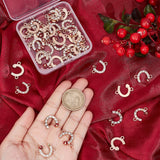 50Pcs Alloy Rhinestone Connector Charms, Links Connectors, Horseshoe with Ladybug, Golden, 15x22x2mm, Hole: 2mm