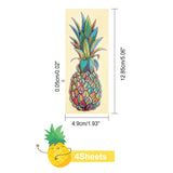 4Sheet Pineapple PVC Stickers, Waterproof Car Decal, for Cars Motorbikes Luggages Skateboard Decor, Colorful, 128.5x49x0.5mm, 4sheet