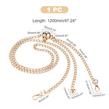Iron Adjustable Bag Strap, with Swivel Clasps, Curb Chain & Adjuster Bead, Bag Replacement Accessories, Light Gold, 120x0.7x0.2cm