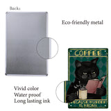 Iron Sign Posters, for Home Wall Decoration, Rectangle with Word Coffee Because Murder Is Wrong, Cat Pattern, 300x200x0.5mm
