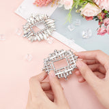 Alloy Crystal Rhinestone Shoe Decoration, Detachable Shoe Buckle Clips, with Iron Findings, Oval, Crystal, 61x71x5mm, 1 pair/box