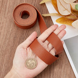 2M Flat Single Face Lychee Pattern Imitation Leather Band, Chocolate, 25x1.8mm, about 2.19 Yards(2m)/Roll