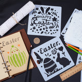 Easter PET Plastic Hollow Out Drawing Painting Stencils Templates, Square, Egg, 150x150x0.3mm, 15pcs/set