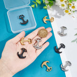 9Pcs 3 Colors Ion Plating(IP) 304 Stainless Steel Hook Clasps, For Leather Cord Bracelets Making, Anchor, Mixed Color, 31x24x6mm, Hole: 5x5mm, 3pcs/color