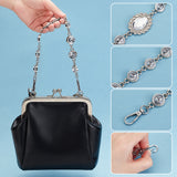 2Pcs 2 Style Crystal Rhinestone Link Bag Handles, with Iron Swivel Clasps, Purse Making Supplies, Platinum, 35.1~37.9cm, 1pc/style