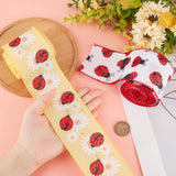 2 Rolls 2 Patterns Insect Theme Polyester Ribbon, for Scene Decoration, Gift Wrapping, Ladybug/Bees Pattern, Red, Ladybug Pattern, 2-1/2 inch(63mm), about 6 yards/roll, 1 roll/pattern