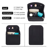 Felt Backpack Organizer Insert, Rucksack Bag Accessories, with Alloy Zipper, Black, 11x19.5x26.5cm, Unfold: 26.5x19.5x1.9cm