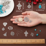 DIY Knot Charm Dangle Earring Making Kits, Including Tibetan Style Alloy Links & Pendants & Pendant Settings, Synthetic Turquoise Beads, Brass Pin & Earring Hooks, Antique Silver & Platinum, Pendant & Links: 22Pcs/set