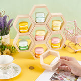 10Pcs Hexagon Wooden Dessert Cupcake Organizer Holder, with 30Pcs Acrylic Double-sided Tape, PeachPuff, 9.1x10.55x3.5cm, Inner Diameter: 7.35cm