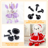 Craft Plastic Doll Eyes & Nose Se, with Plastic Washer, Half Round, Doll Making Supplies, Black, 409pcs/bag