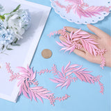 4Pcs 2 Style Leaf Computerized Embroidery Cloth Iron on/Sew on Patches, Costume Accessories, Appliques, Pink, 160x77x1mm, 2pcs/style