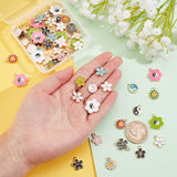 72Pcs 18 Style Alloy Enamel Charms, Cadmium Free & Lead Free, Light Gold, Flower, Mixed Color, 13.5~17x11.5~16.5x1~3mm, Hole: 1.2~1.8mm, 4pcs/style