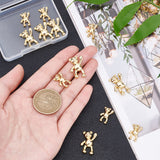 12Pcs 2 Style Brass Micro Pave Black Cubic Zirconia Pendants, Long-Lasting Plated, Bear, Real 18K Gold Plated, 6pcs/style