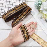 Ethnic Embroidery Polyester Flat Ribbons, Jacquard Ribbon, Black, 1-1/4 inch(33mm), about 9.84 Yards(9m)/Bundle