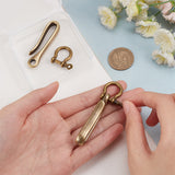 2Pcs Tibetan Style Alloy Hook Clasps and 2Pcs Shackle Clasps, for Keychain Making, Antique Bronze, Hook Clasps: 60x15x8mm, Hole: 5.5mm, Shackle Clasps: 25x26x7mm, Hole: 2mm